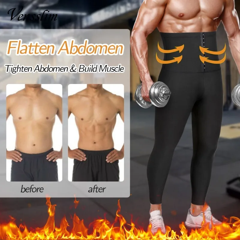 Men Body Shaper Thermo Sauna Pants Sweat Waist Trainer Leggings Slimming Weight Loss Workout Gym Compression Shorts Shapewear