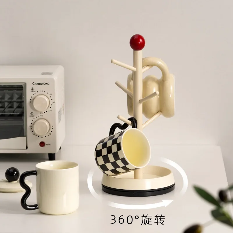 Cream Air Cup Drain Rack Kitchen Toilet Bathroom Desktop Cosmetics Storage Shelf