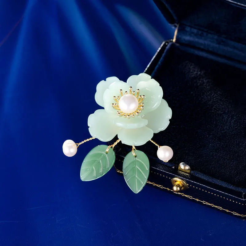 Брошь ручной работы в китайском стиле в стиле ретро, ниша и элегантная высококачественная стеклянная брошь из нефрита.