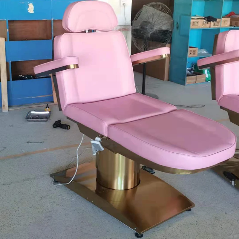 Modern Rotatable Pink 4 Motors Massage Spa Table Electric Cosmetic Facial Bed With Stainless Steel Base