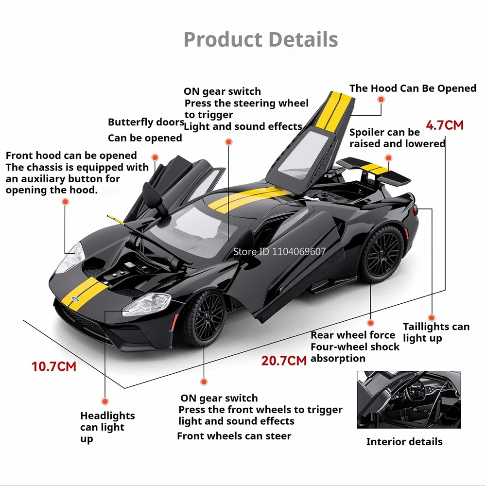 1:24 Toy EVO9 GT Model Supercars Alloy Diecast Sound Light Front Wheel Steering Doors Opened Pull Back Popular Sports Car Toys