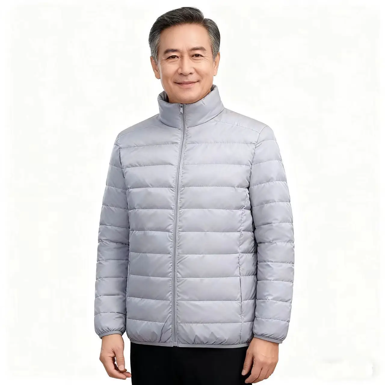 Leichte Slim Fit Daunen Baumwolle Jaet Herren Ort Stehkragen Herbst Winter Mantel Knoten Element Keine Kapuze Nylon Stoff