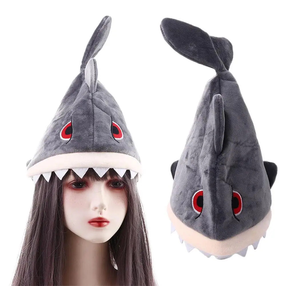 Headwear Game Event Birthday Gift Plush Hats Performance Hat Plush Shark Cap Animal Hat Cosplay Shark Hat