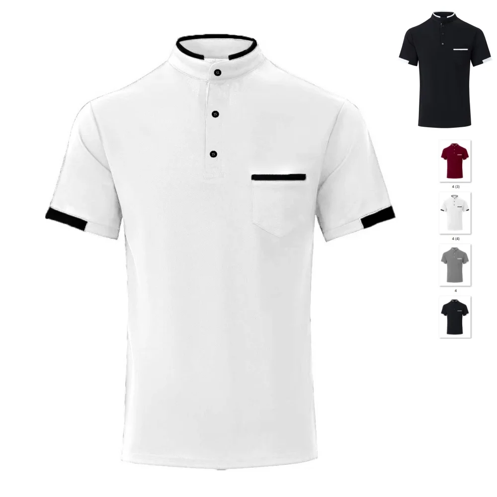 

2025 модные рубашки для гольфа с воротником-стойкой, деловая повседневная рубашка с короткими рукавами на пуговицах, мужская одежда, летняя одежда