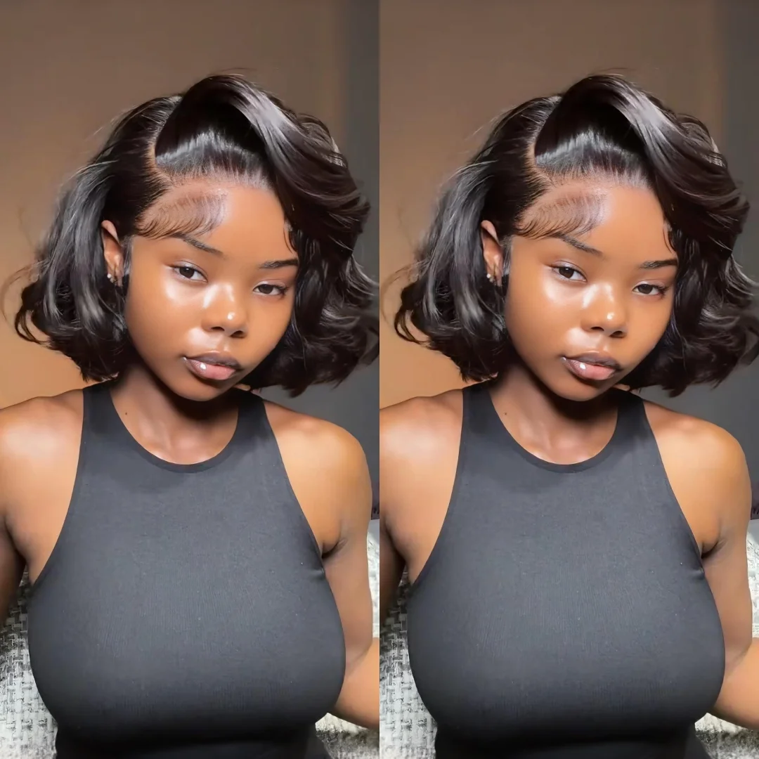 

Объемная волна Короткий боб 13x6 Прозрачный парик из натуральных волос на кружеве Бесклеевой 5x5 13x4 HD Предварительно выщипанный парик на фронтальной части шнурка для женщин 200%