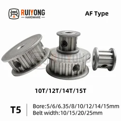 Timing Pulley T5-10T/12T/14T/15T Bore 5-15mm Alloy Wheels AF Shape Teeth Pitch 5mm Match With T5 Width 10/15/20/25mm Timing Belt