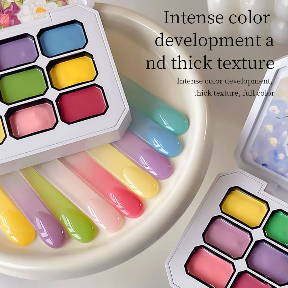 Rejillas de 9 colores 2025, textura de Color en polvo para uñas, efecto degradado adhesivo duro duradero, alta saturación, popular regalo artístico para uñas DIY