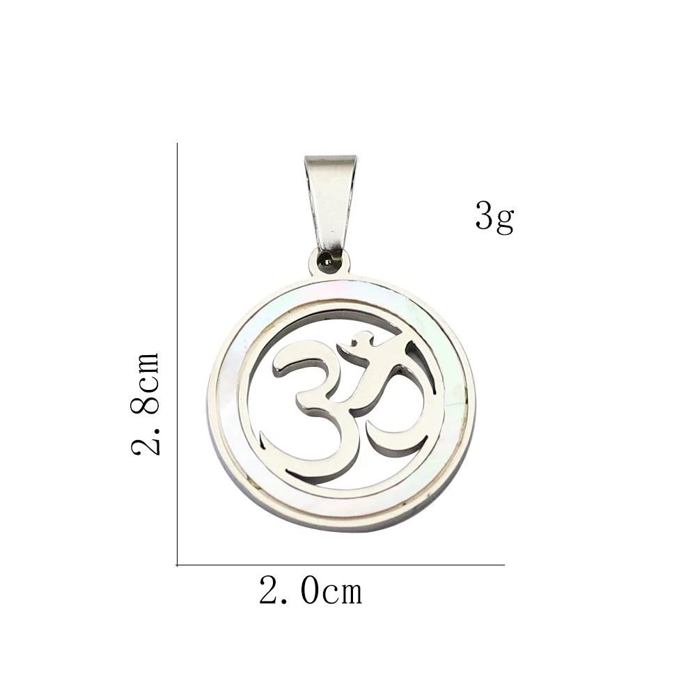 Titanium Steel Om Pendant Silver Color Hollow Sacred Sanskrit Mantra Charms Buddhism Amulet Necklace Woman Female Collar Jewelry