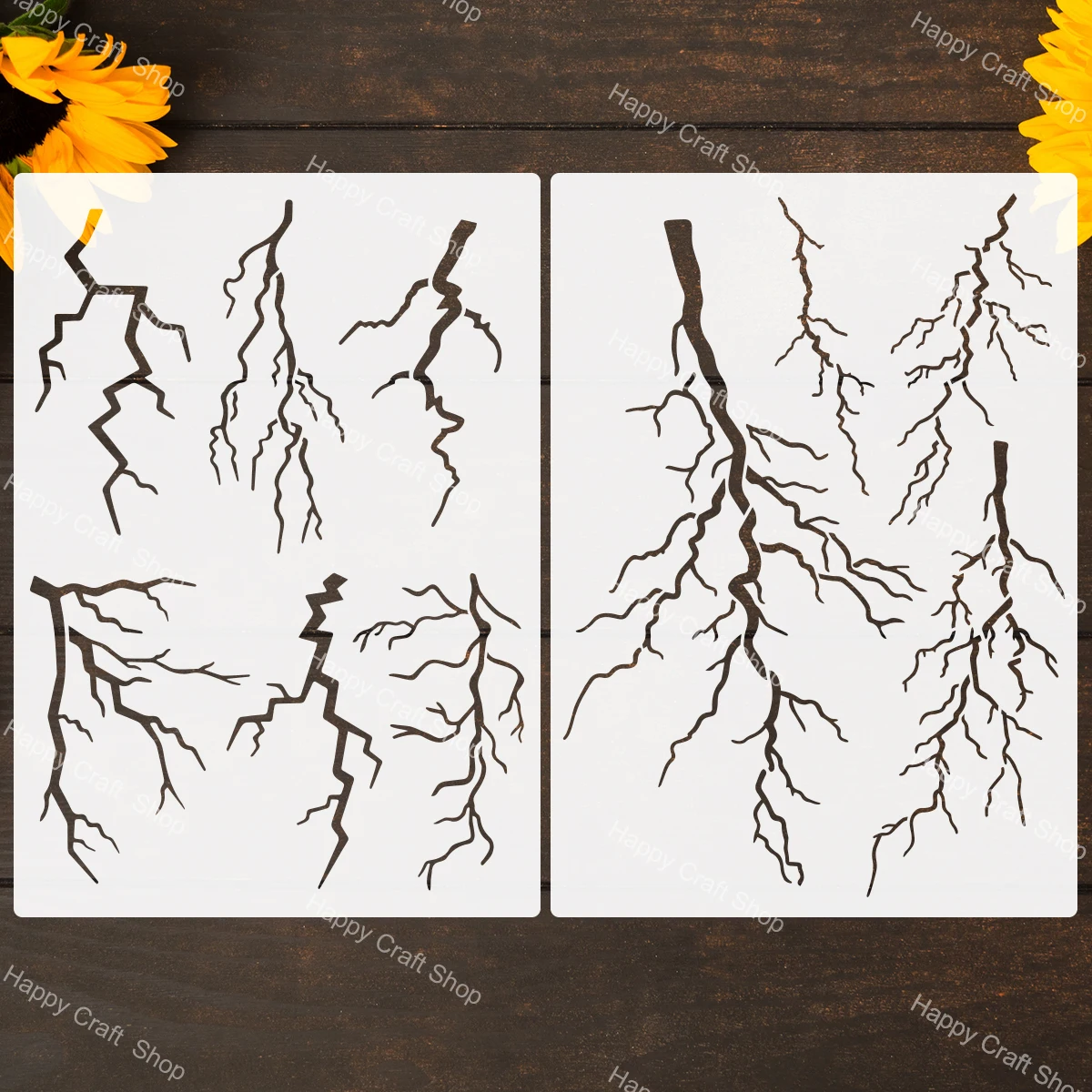2pcs Reusable Stencil for Lightning Strikes Measuring, Large Lightning Bolt Stencil Ideal for Painting with Brushes And Creating