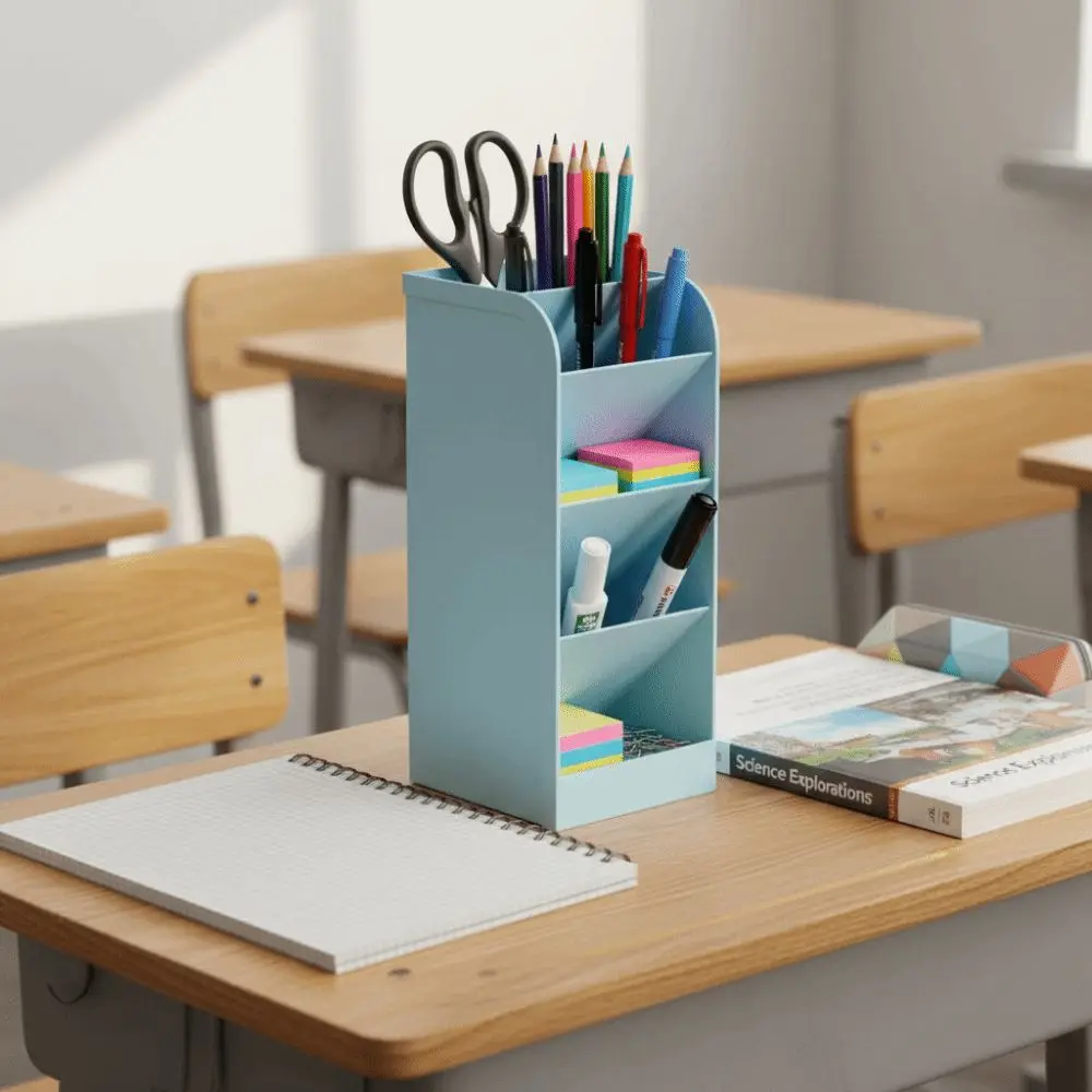 Oblique Insertion Type Plastic Pen Holder Large Capacity Plastic Material Large Capacity Pen Container High Quality
