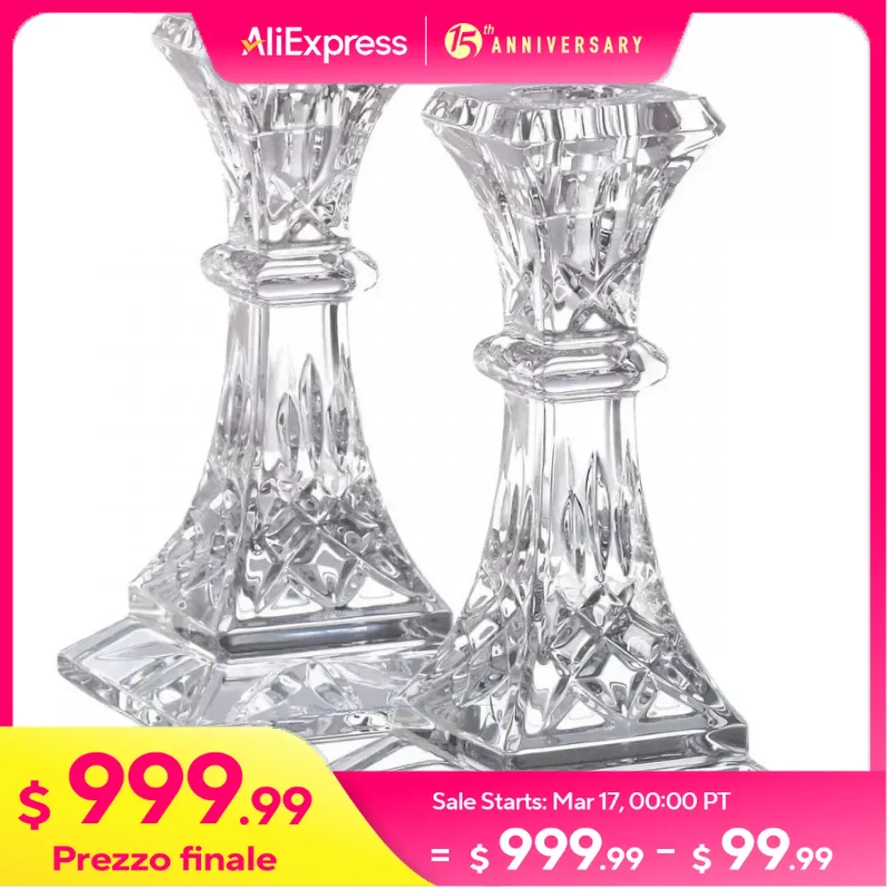 Crystal Lismore 6-Inch Candlestick Holders Candle Holder Set of 2 Centerpieces for Weddings Table Design Home Decoration Candles