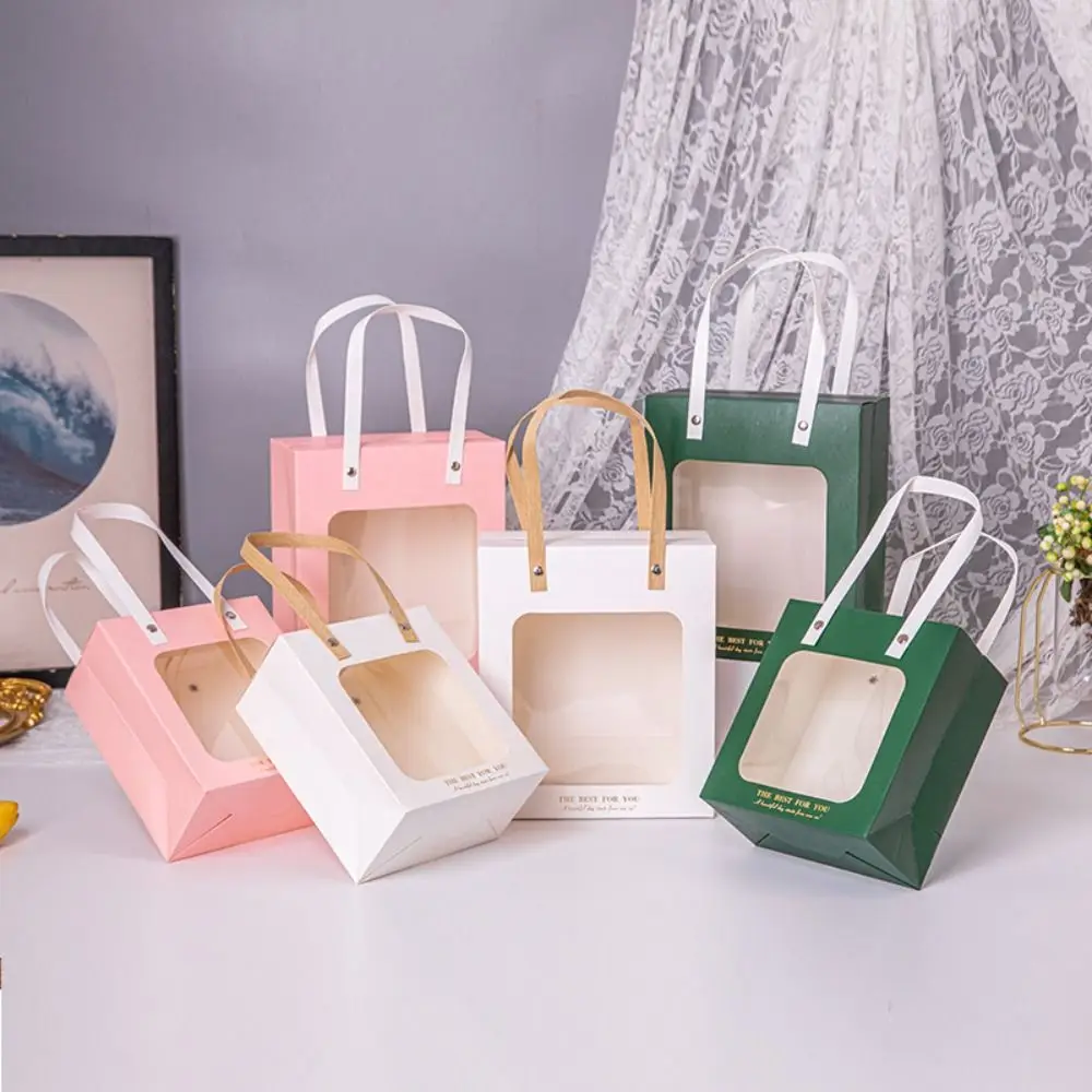 Solid Color Gift Bags New with Clear Window Party Supplies Wedding Distributions Bags Candy Boxes Cake Packing Box