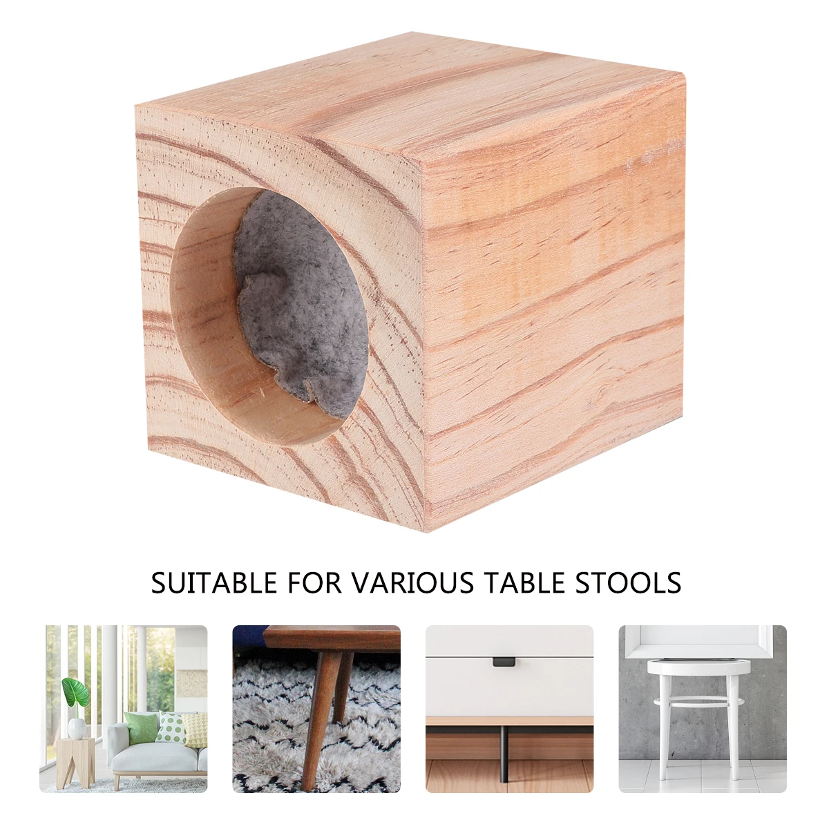 

Solid Wood Table Foot Pads Furniture Risers Living Room Pine Bed Riser Sturdy Eco-friendly Floor Protector Kids Safe