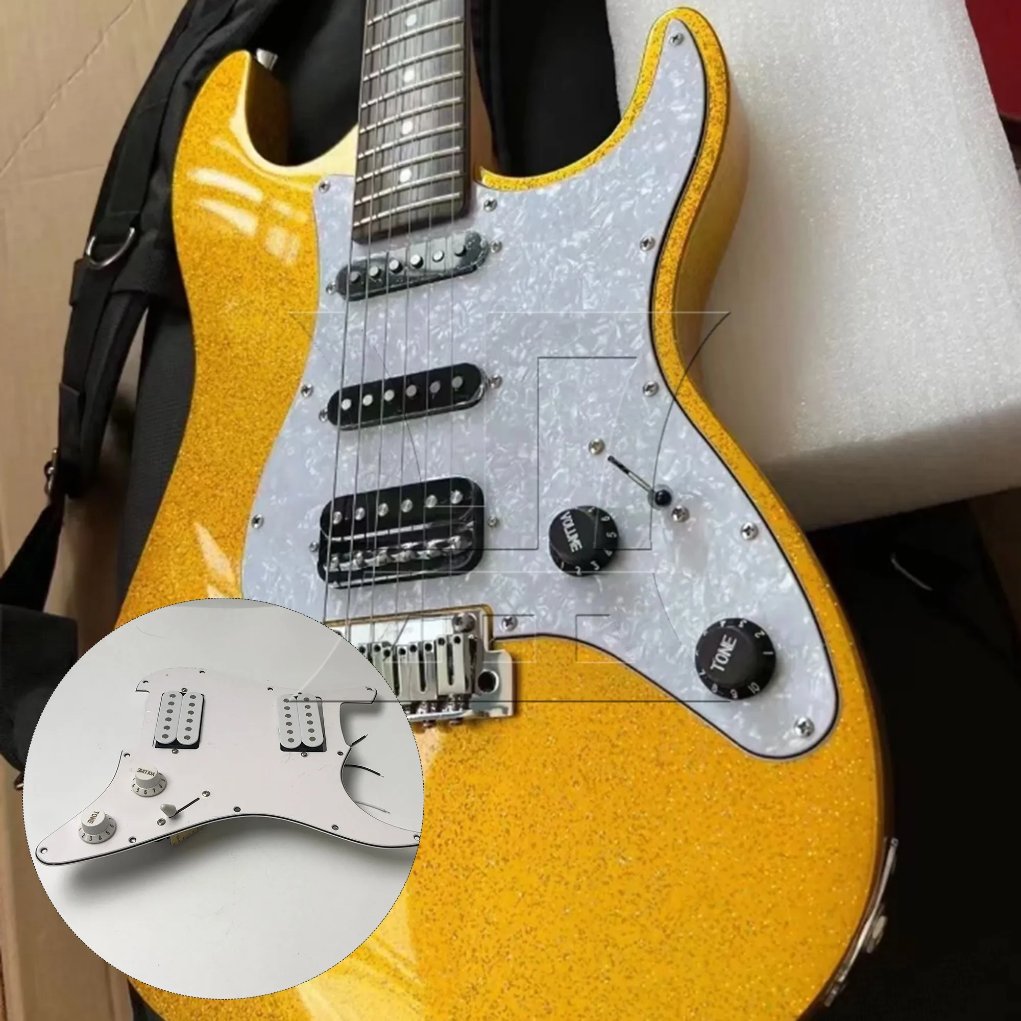 

YIBUY Prewired Electric Guitars Pickguard Dual Pickup 3-ply 11.02 x 8.86 Inch White