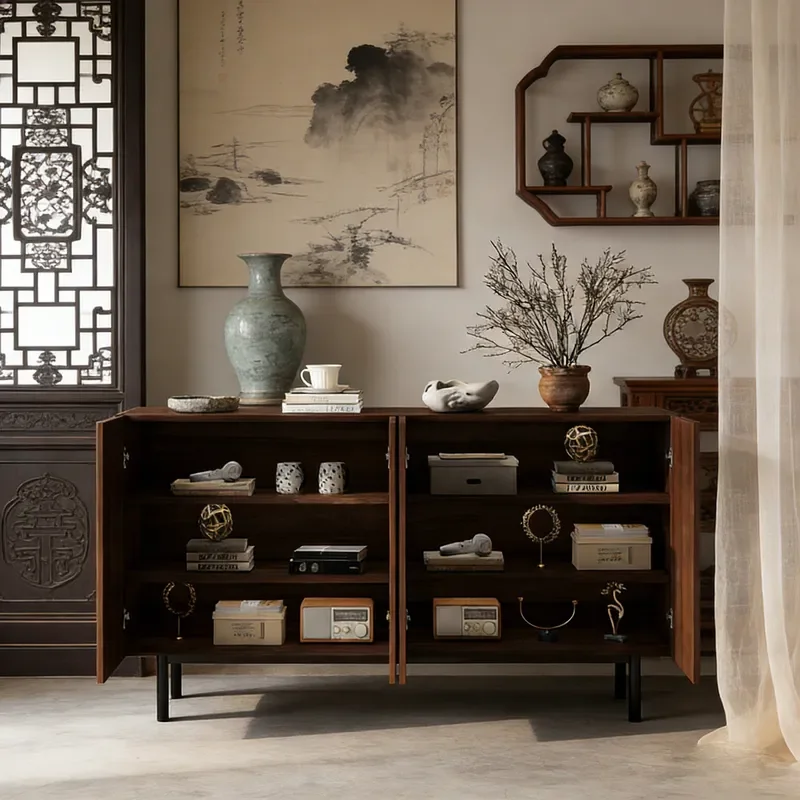 American Chinese Antique Style Dining Side Cabinet Entryway Porch Storage Locker Retro Partition Shoe Cabinet