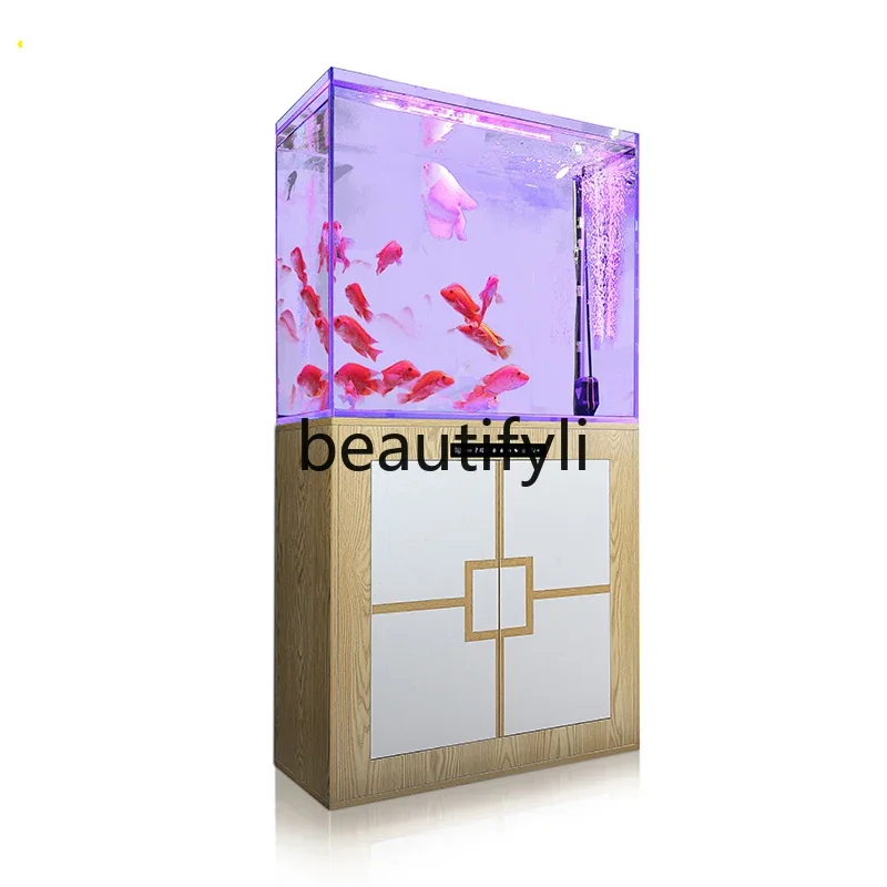 

Small floor-to-ceiling self-circulation ecological water-free bottom filter creative customization intelligent aquarium