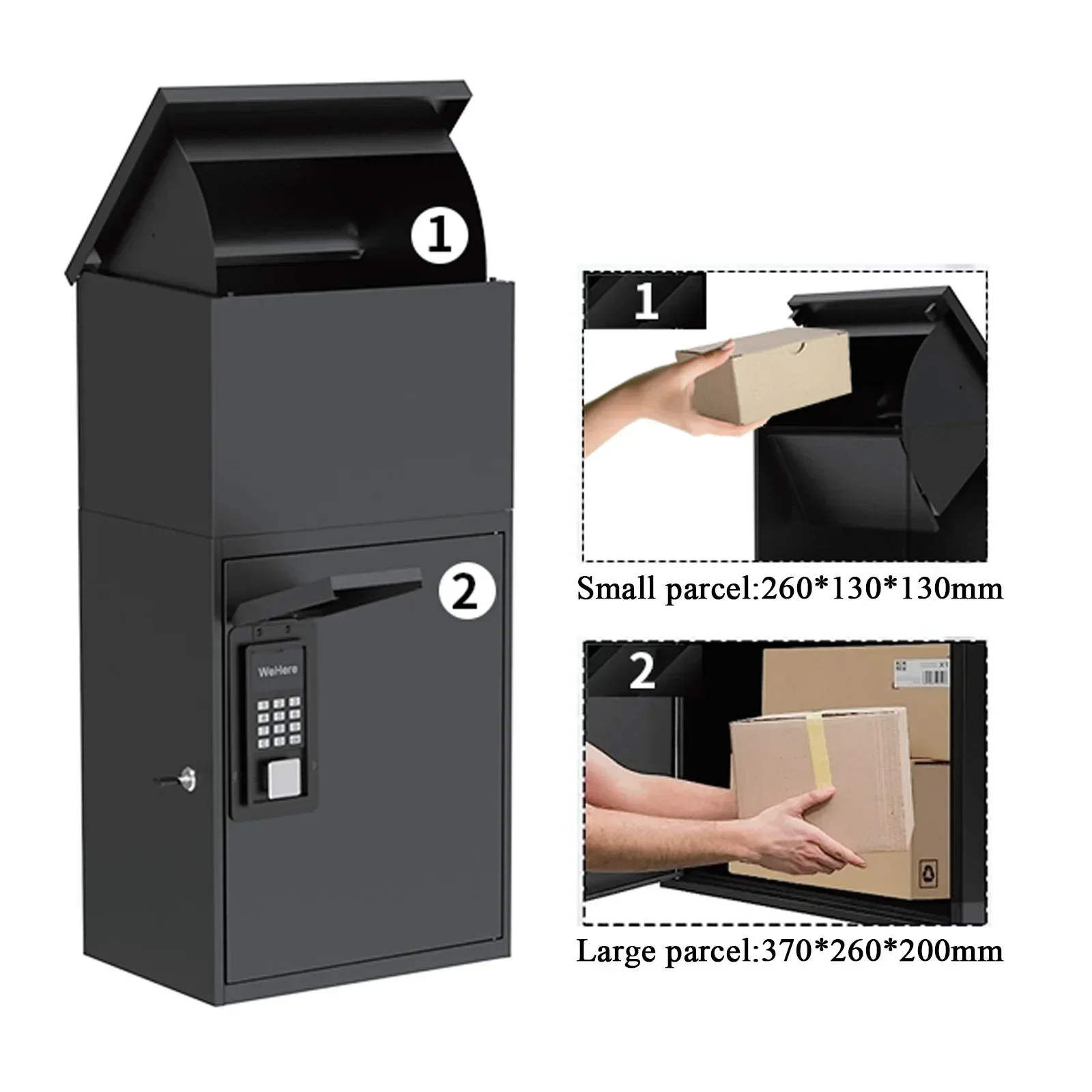 Outdoor Waterproof Drop Box, Anti Theft Wall Mount Detachable Metal  Parcel Box,Bluetooth Smart Lock Mailbox Courier Drop Box