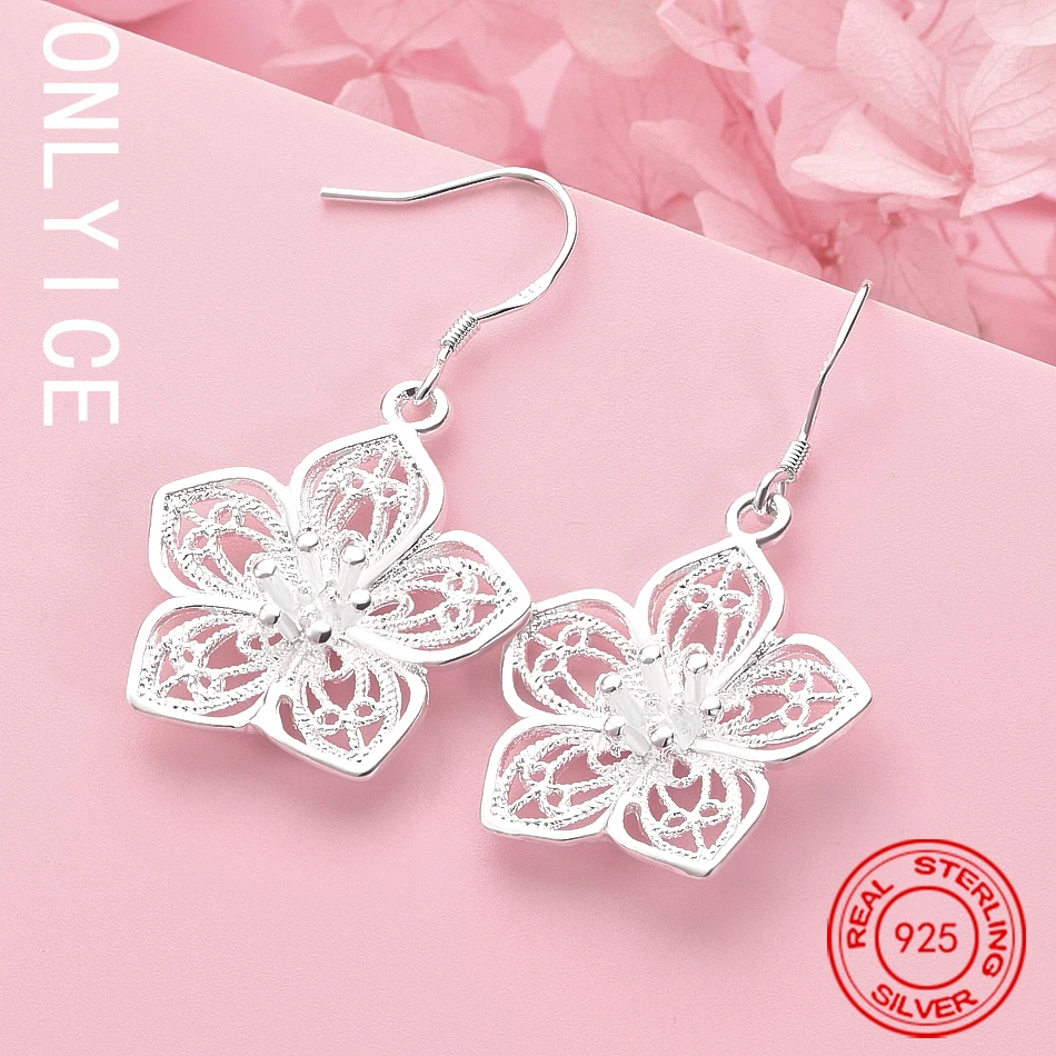 

High Quality Jewelry 925 Sterling Silver Earring Fashion Retro Flowers Earrings Luxury Gifts
