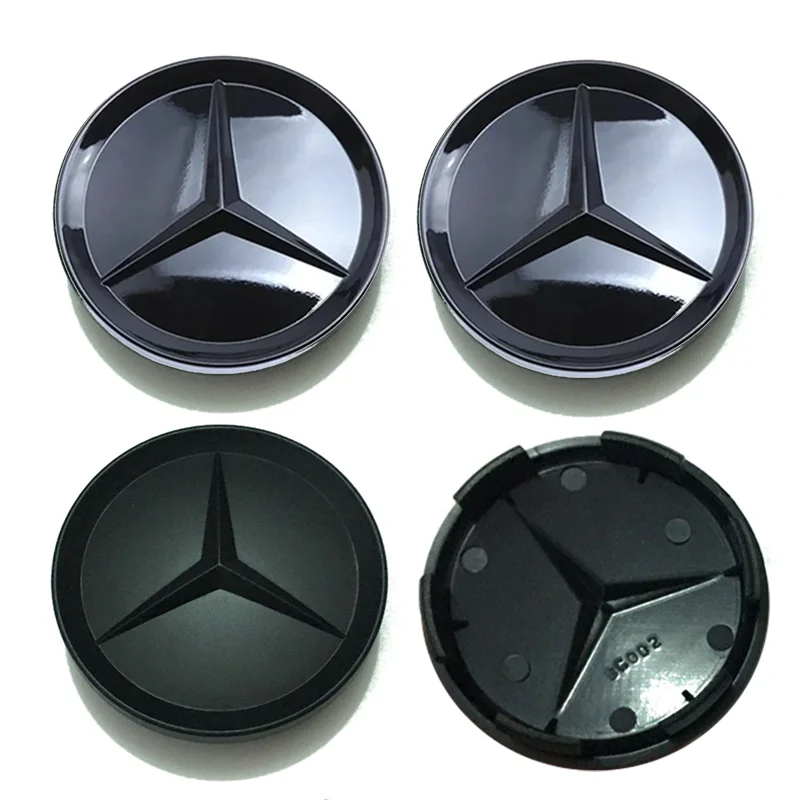 80 pcs 75mm Wheel Center Cap Badge Styling For Mercedes Benz Car Hub Dust-Proof Cover Emblem Logo Full Glossy Black Matte Silver