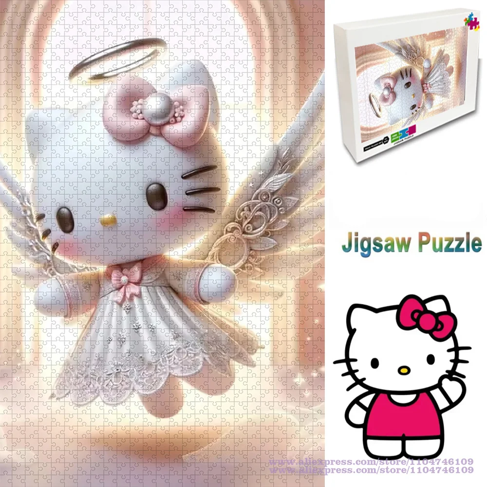 

Sanrio Hello Kitty Puzzle Jigsaw 108/200/300/500/1000/1500Pcs Angel Kitty Cartoon Puzzles Intelligence Puzzles Gift with Box