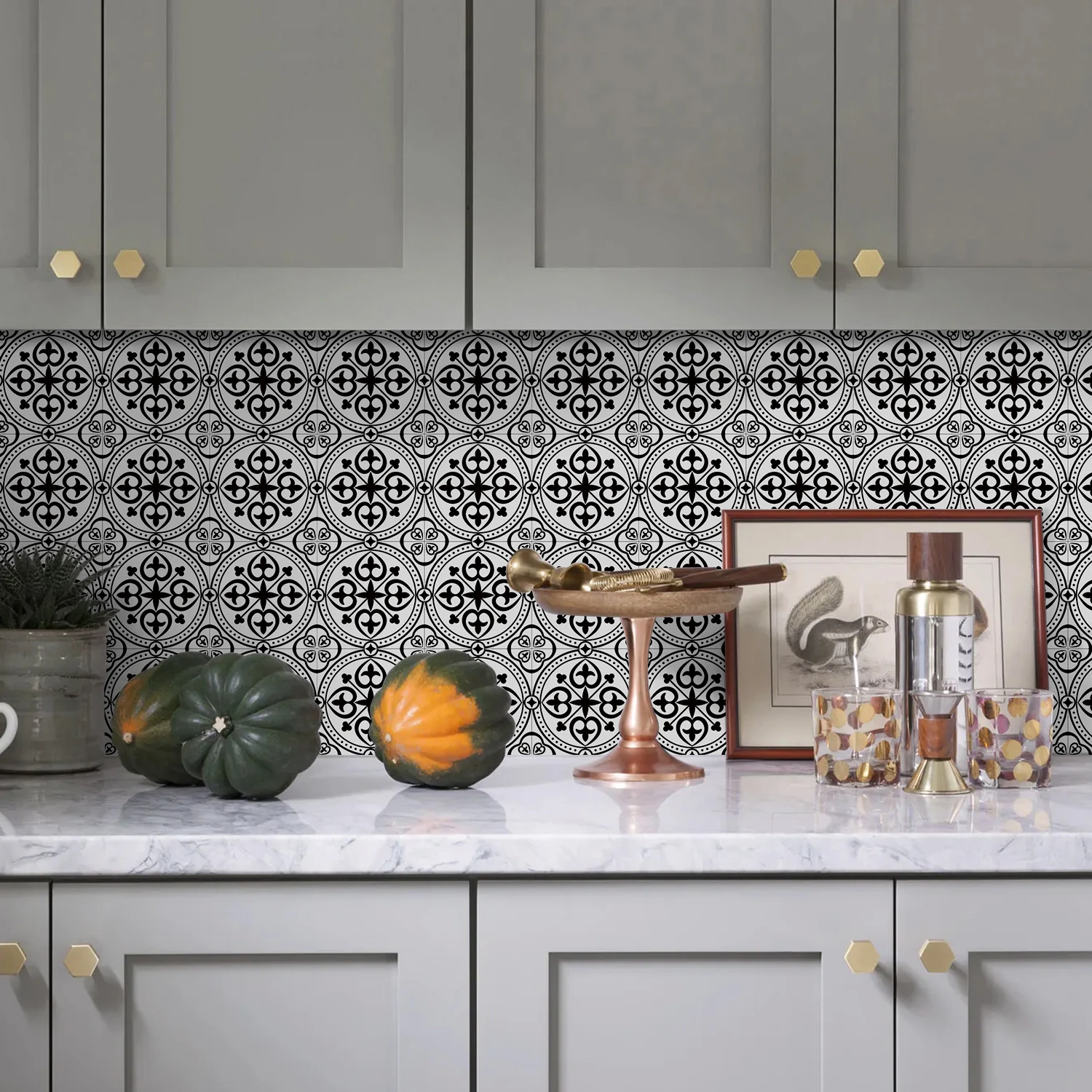 Retro Mandala pattern peeling tile sticker 15cm waterproof self-adhesive wall sticker kitchen bathroom splash proof