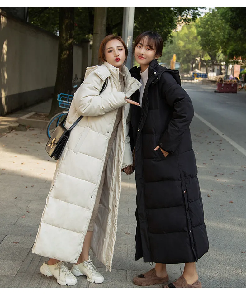 Black Hooded Jacket Coat 2026 Winter Female Thicken Medium Length Down cotton Loose Coats Women's Windproof Long Parka Overcoat