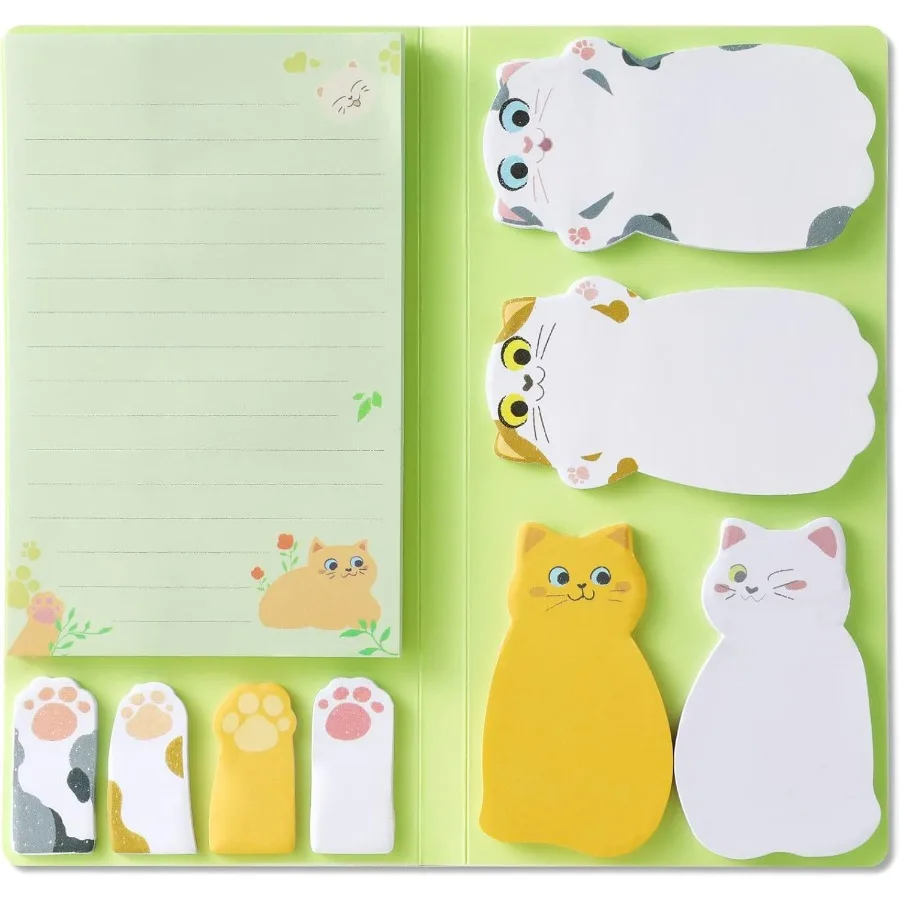 Cute CatThemed Sticky Notes Set with Animal Divider Tabs for Creative Writing and Organization Ideal for Office and School Use