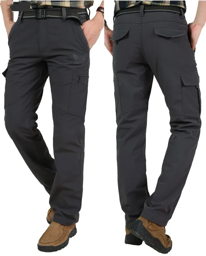 Winter Thick Pants Men Double Layer Fleece Cashmere Overalls High Quality Male Camouflage Trousers Warm Casual Cargo Pants