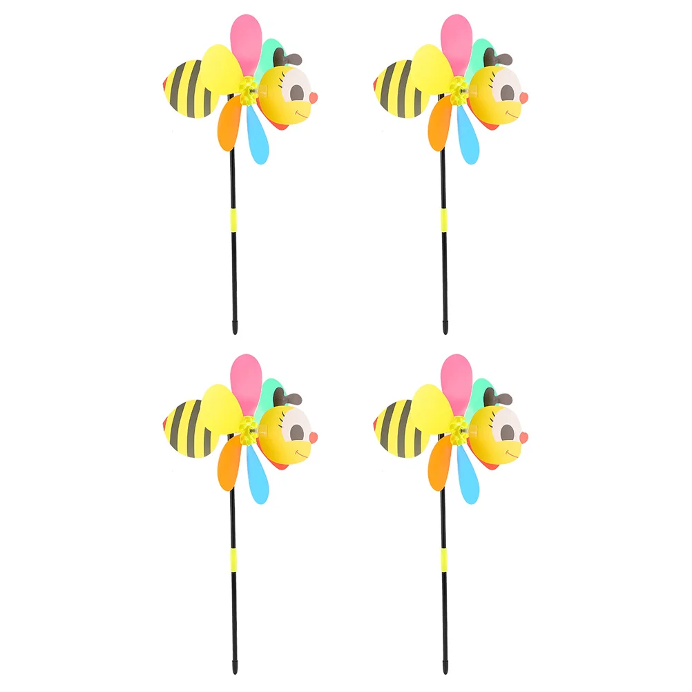 

4 Pcs Kids Toys Three-dimensional Animal Windmill Square Decoration Pinwheels Garden Ornament Toddler