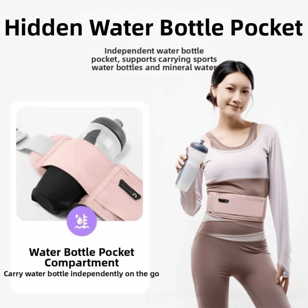 Sabuk Lari Tipis untuk Pria Wanita Tahan Air, Tas Pinggang Olahraga yang Dapat Disesuaikan, Kantong Ponsel Ringan, Tas Pinggang Pelari untuk Bersepeda dan Gym