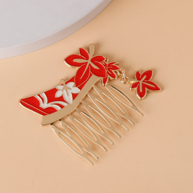 Genshin Impact Kamisato Ayaka Fan Shape Hair Comb Venti Flower Hair Ornaments For Women Clips Clamp Elegant Hair Accessories