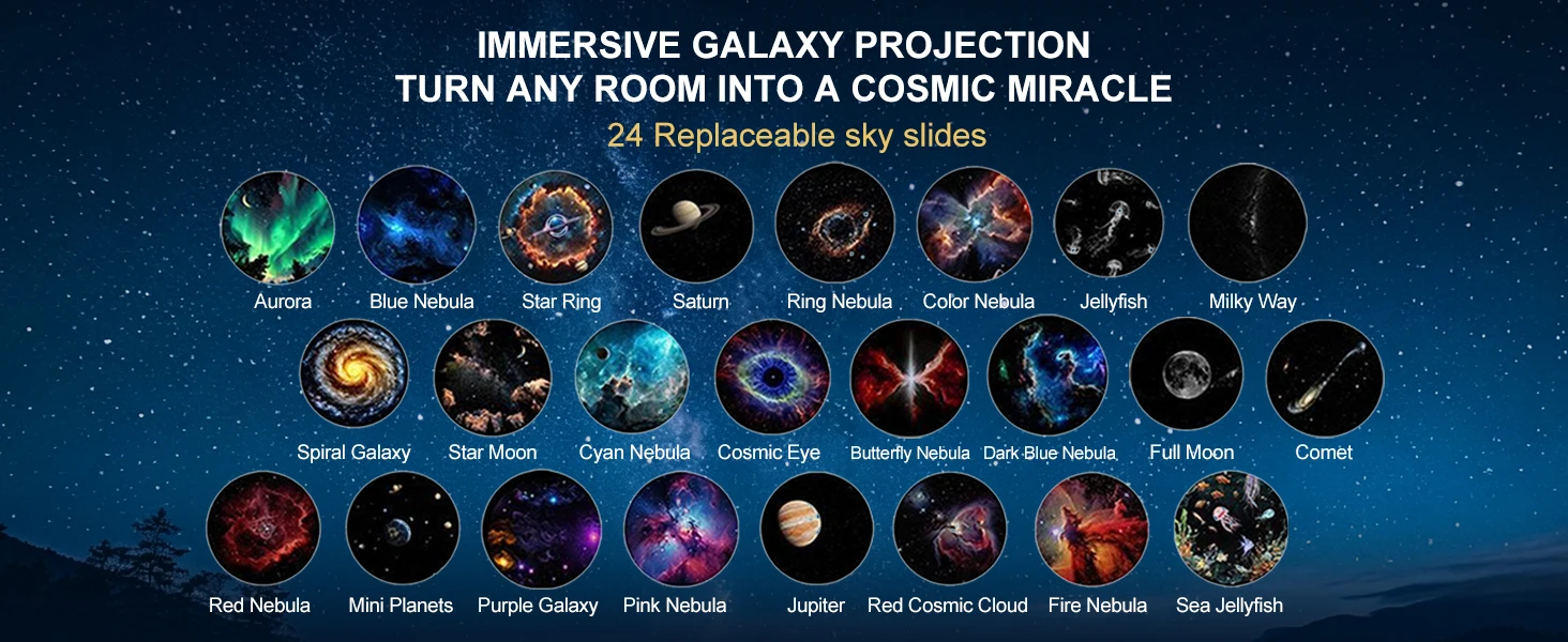 2 in 1 USB Galaxy Projector Light Adjustable Focus Car Interior Ambient Lamp Home Room Starry Star Kids Projection Night Light