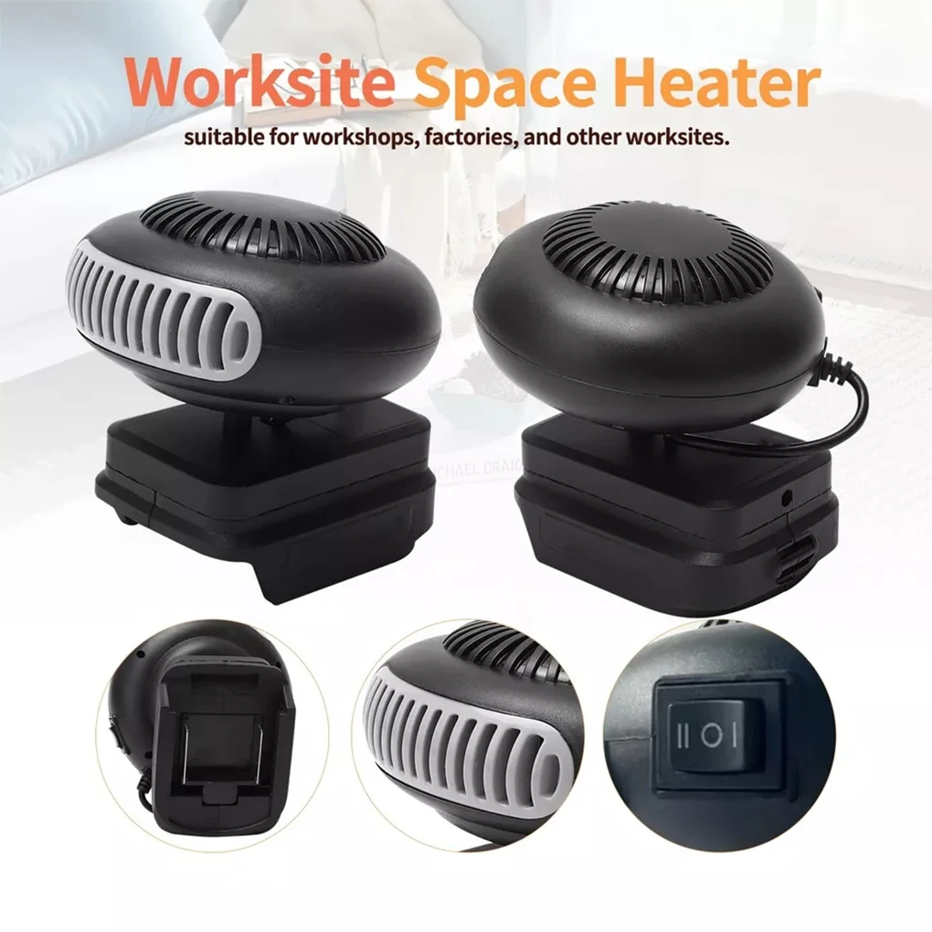 Electric Warm Fan Heater 2 Gears 18V Battery Powered Electric Heater Fan for BL1815 BL1820 BL1530 BL1840 BL1850 BL1860
