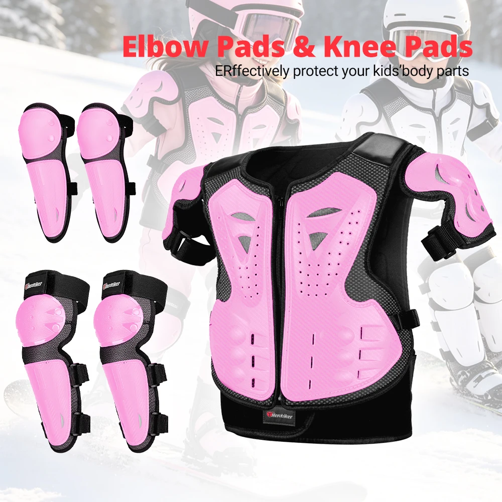 Children's Motorcycle Armor Vest Elbow Knee Pads Motocross Full Body Armor Anti-Fall Motorbike Riding Equipment Back Protection