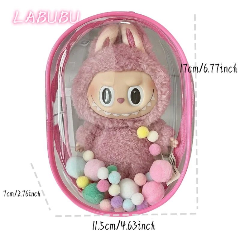 Labubu Outdoor Protective Cover Cotton Doll Sitting Bag Transparent Doll 17cm Dustproof Drying Outdoor Dust Removal Protection