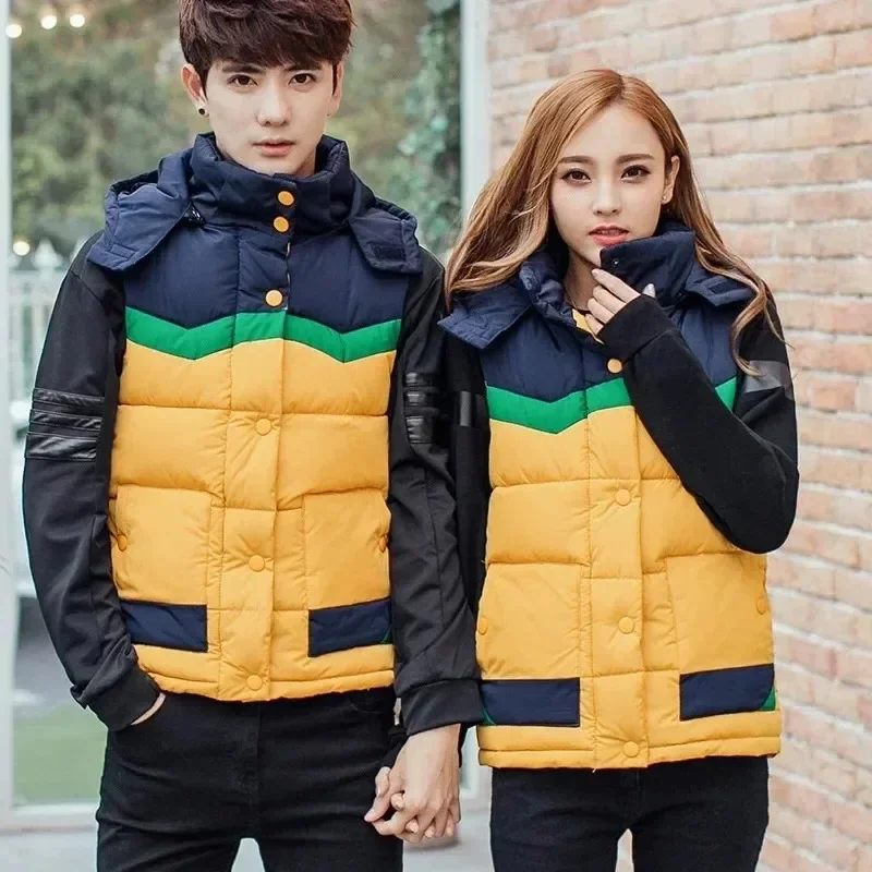 Luxury Down Vest for Men and Women,Zippered Sleeveless Jacket, Hooded Jacket,Warm Vest,Casual Sportswear,Couple Fashion,Winter