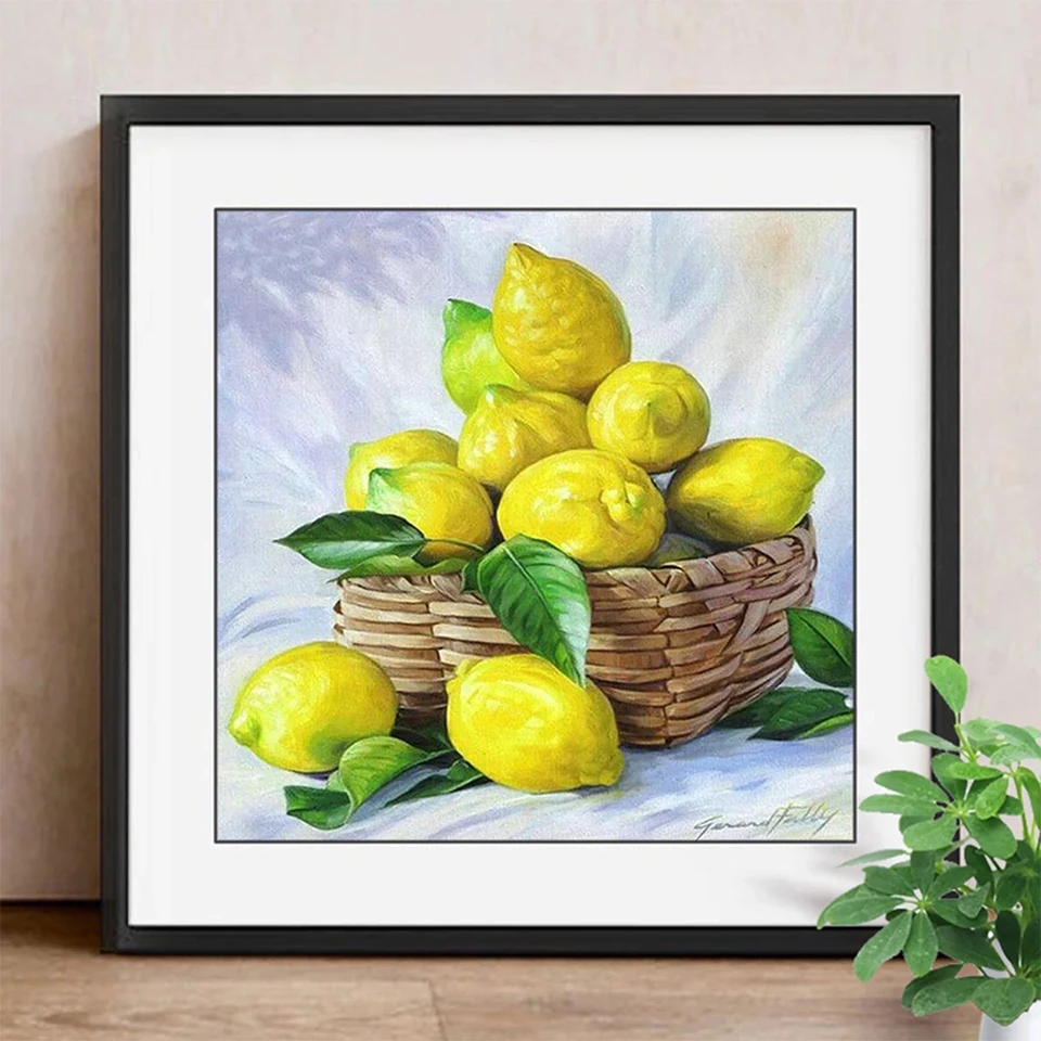 DIY 5D Diamond Painting Fruit Cross Stitch Kits Blueberry Pomegranate Lemon Peaches Full Diamond Mosaic Picture Home Wall Decor