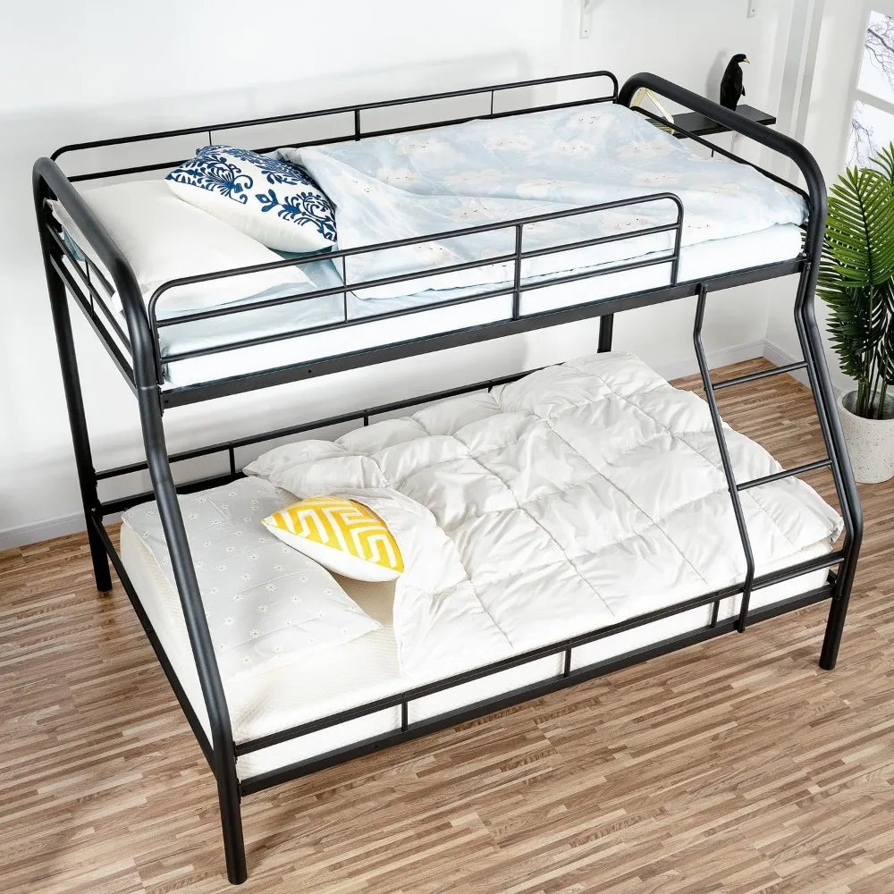 Bunk Beds Twin Over Full Size, Heavy Duty Metal Bunk Bed with Safety Guardrails, Angled Ladder, Underbed Storage,800LBs capacity