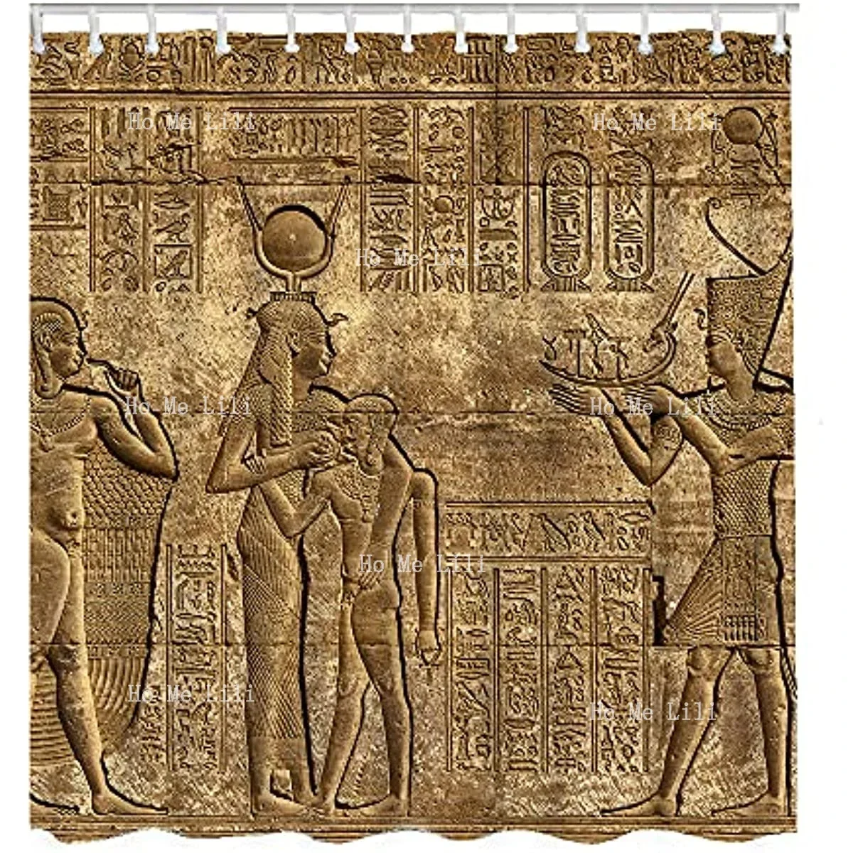 Wondertify Hieroglyphic Carvings Exterior Walls Ancient Egyptian Temple Bathroom Curtains Machine Washable Water-Repellent