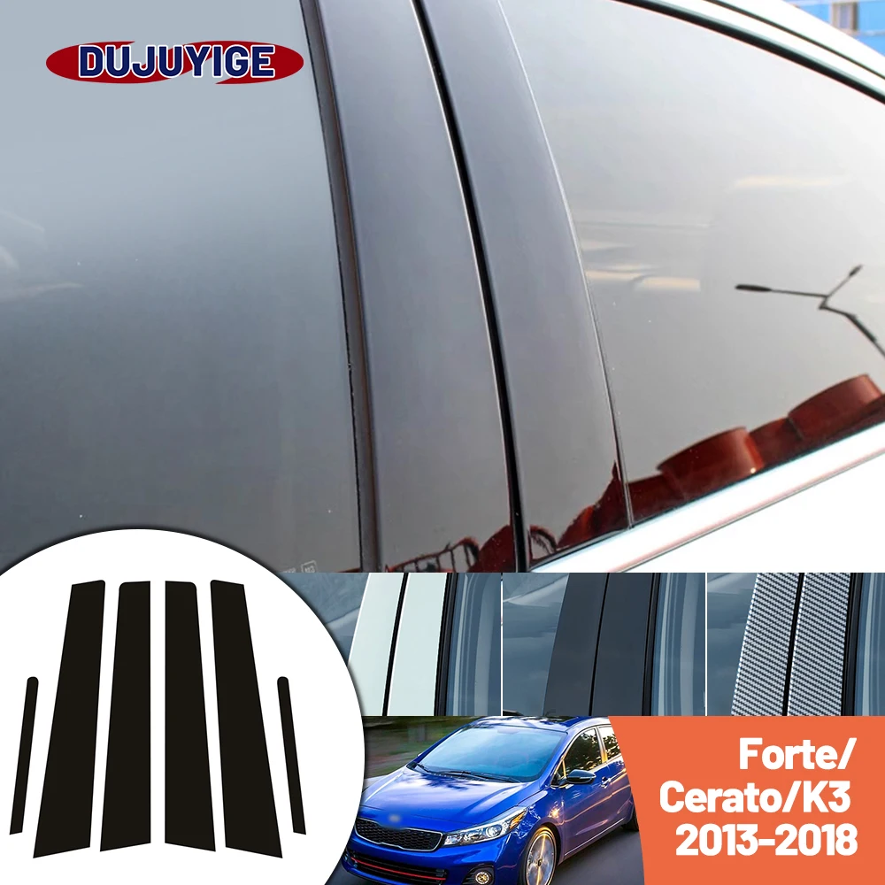 

Bright black carbon fiber door and window B C Pillar sticker suitable For Kia Forte Cerato K3 2013-2018 2014 2015 2016 2017