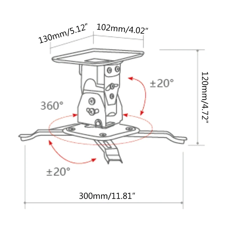 White Universal Projector Ceiling Mount Bracket Fits Flat or Sloped Ceiling Height Adjustable with Extendable Length Dropsale