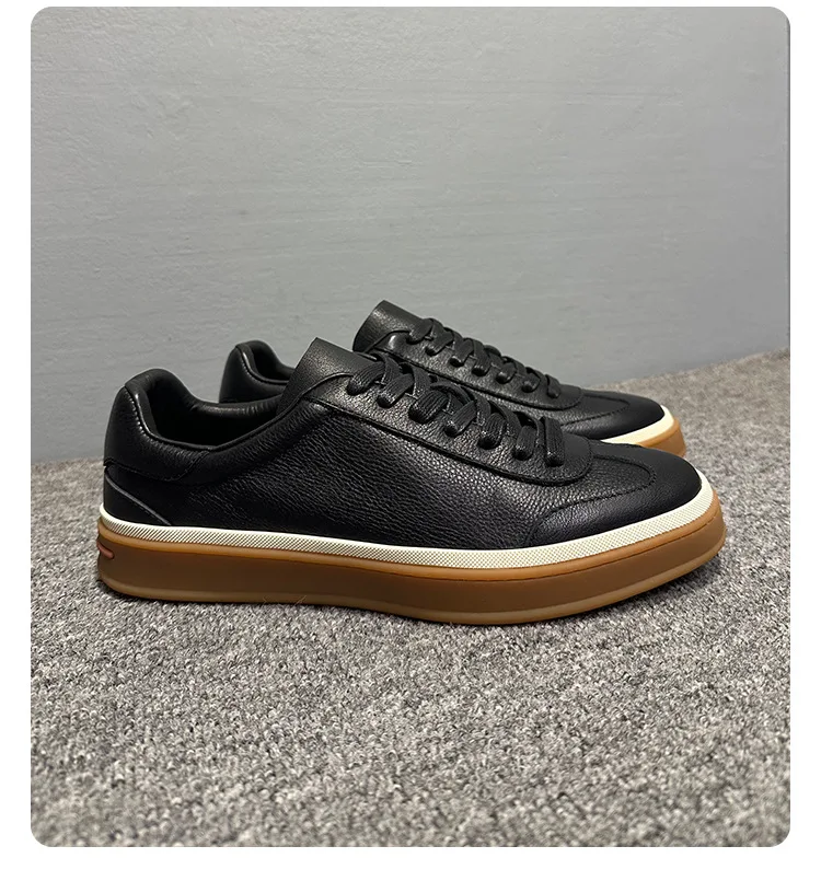 YETTIES Unisex Spring Soft Cowhide Leather Platform Sneakers Breathable Comfort Height-Increasing Durable Non-Slip Casual Shoes