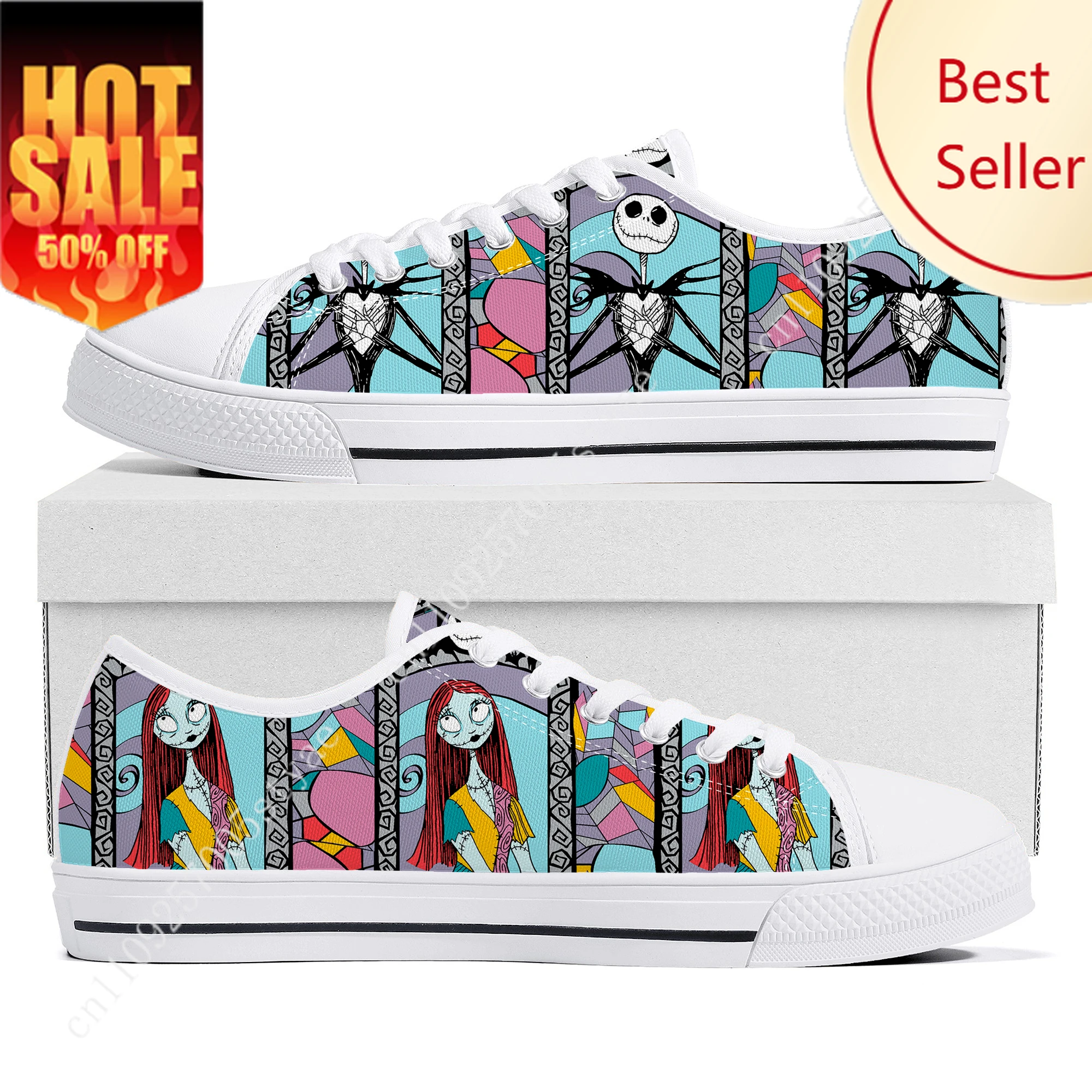 

Nightmare Before Christmas Low Top Sneakers Womens Canvas High Quality Jack Shoes Female Holiday Party Gifts Casual Custom Shoe