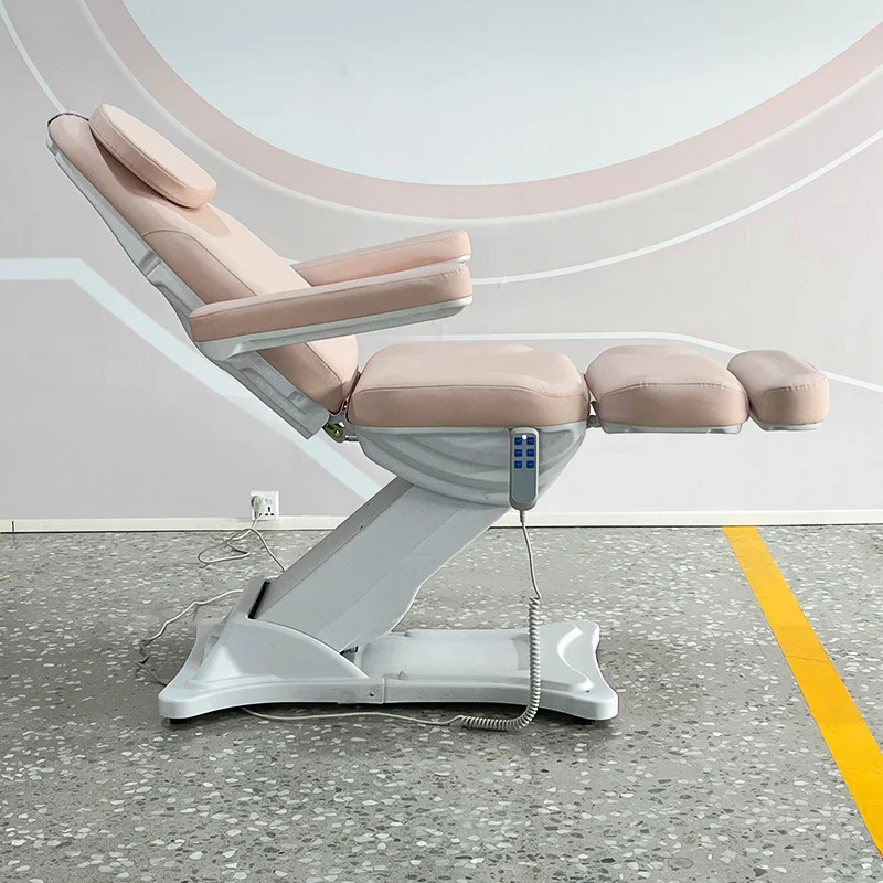 

Modern Pink Salon Furniture 3 Motor Spa Facial Massage Bed White Base Therapy Medical Treatment Massage Table for Sale