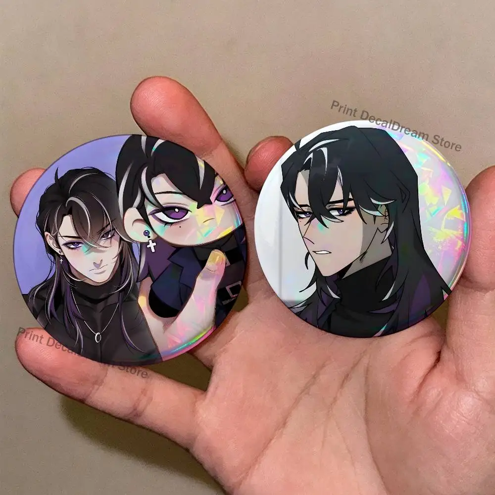 D-Date with D-Death 5012 Enamel Pins Funny Cartoon Characters Badge Fashion Jewelry Accessories Round Snap-in Brooch on Backpack