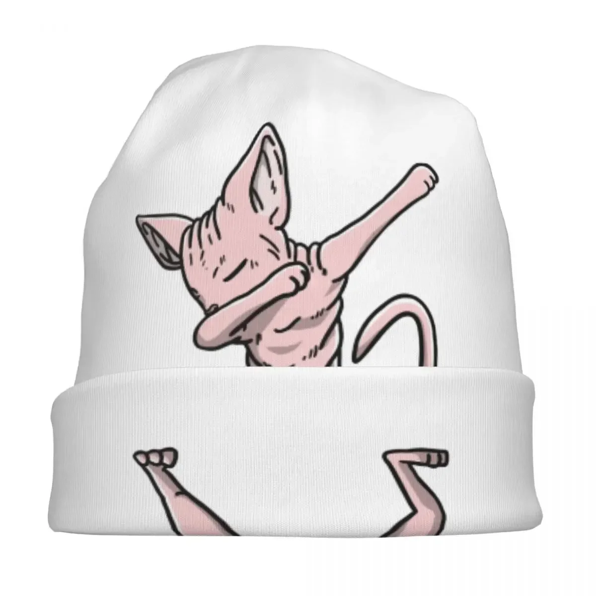 Funny Dabbing Sphynx Cat Caps Vintage Autumn Winter Outdoor Skullies Beanies Hats Summer Warm Dual-use Bonnet Knitting Hats