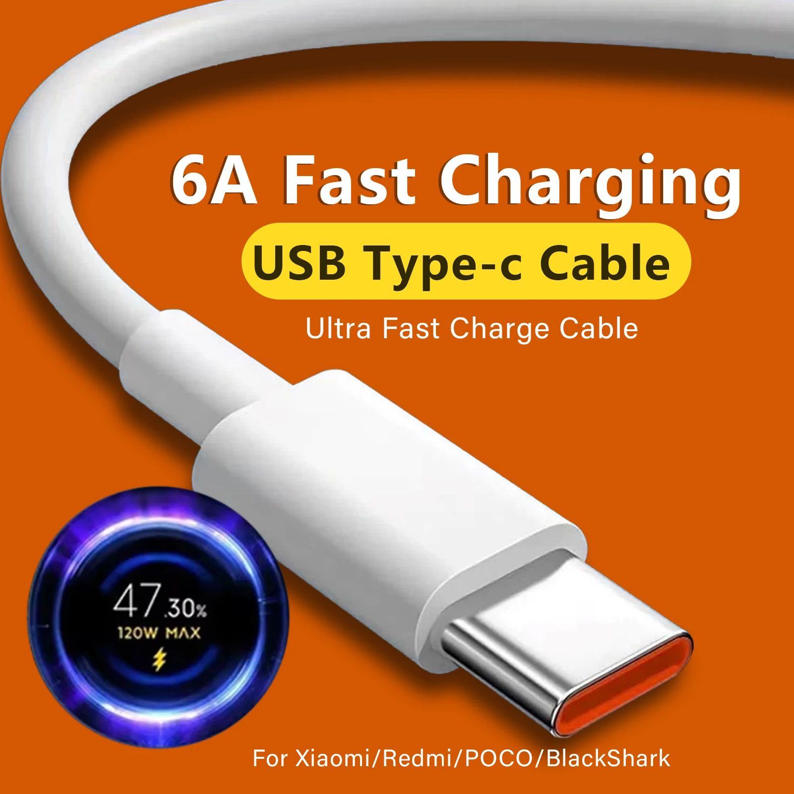 6A Type-C Fast Charging USB Cable for Xiaomi 15 14 13 Mix Flip Fold3 Redmi 15 Note 14 13 Pro K70 POCO M8 F8 M7 120w charger wire