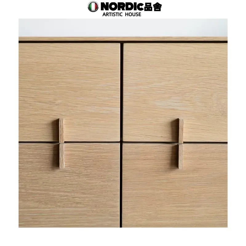 Nordic Antique Solid Wood Side Cabinet Retro Wabi Style Dining Storage Locker for Home Porch Household Furniture