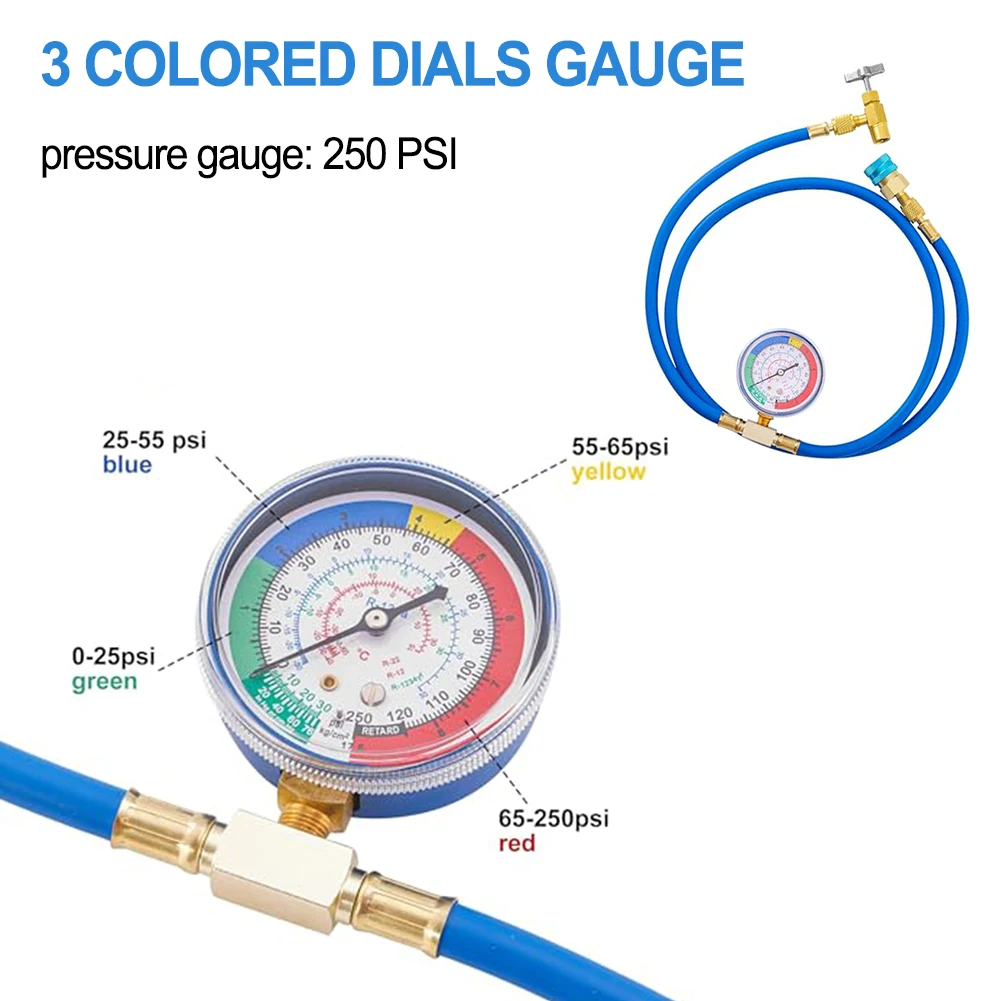 

Комплект зарядных шлангов R134A с самозапечатывающимся открывателем для консервных банок и низким боковым быстроразъемным соединением для обслуживания автомобильной системы переменного тока