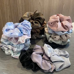 5pcs/set Fashion silk scrunchies for women elastic satin hair bands girls Retro Printing hair tie scrunchie set pack acesoriess